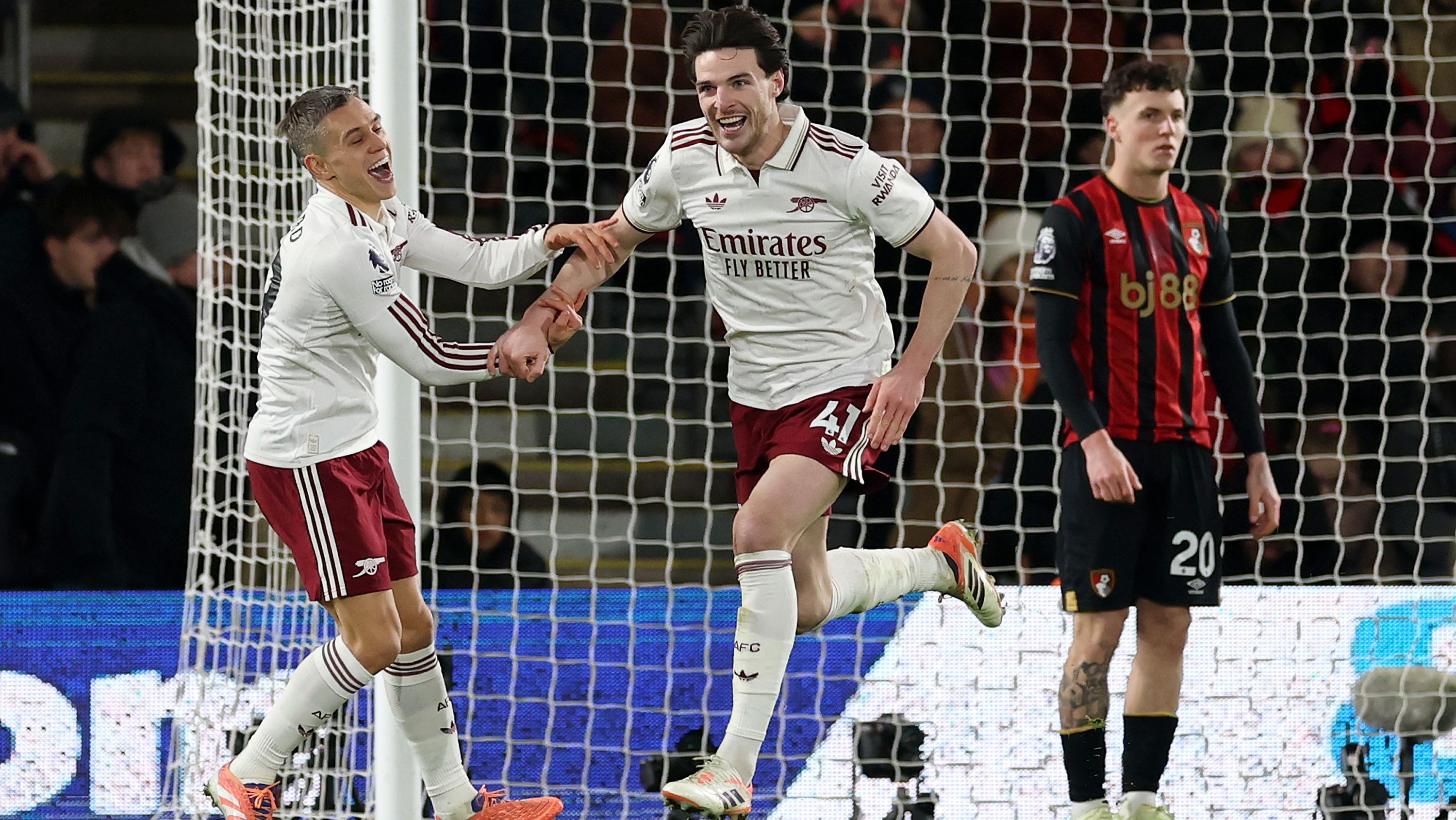 Declan Rice hailed as one of the best in the world by Mikel Arteta after scoring twice in Arsenal's win over Bournemouth