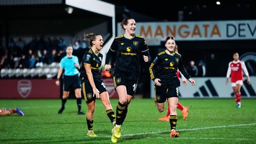 Man Utd make history! Red Devils beat Arsenal to reach Women's League Cup final for first time as Canada star Olivia Smith is sent off