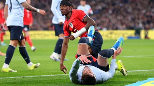 Arsenal sweat on Noni Madueke's fitness as England winger is forced off injured in friendly against Uruguay & leaves Wembley with leg in brace