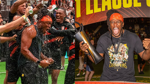 KSI gets soaked! YouTube star drenched as Prime FC win Baller League UK
