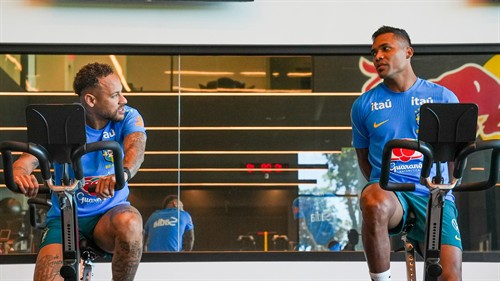 Neymar among the goals! Brazilian superstar already back in training with Santos after miserable World Cup blighted by injury questions
