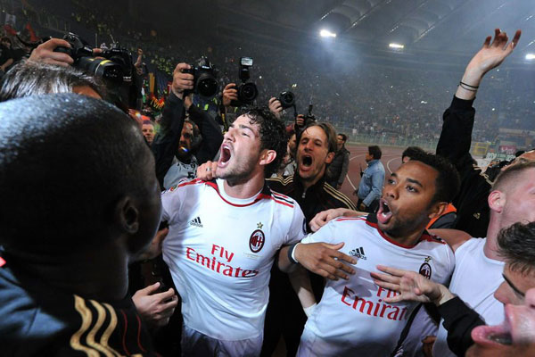 AC Milan celebrated their wining