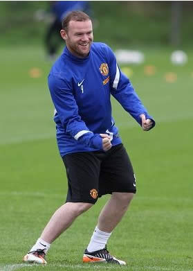 Wayne Rooney laughs off his Euro 2012 ban - England striker all smiles in Manchester United training session