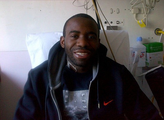 Muamba is smiles better... here's the picture of Bolton star we feared we'd never see