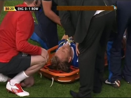 It's meant to be a friendly game! Gordon Ramsay is stretchered off after blistering tackle from Teddy Sheringham at Soccer Aid