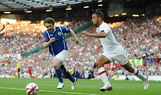 It's meant to be a friendly game! Gordon Ramsay is stretchered off after blistering tackle from Teddy Sheringham at Soccer Aid