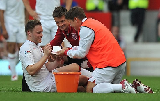 It's meant to be a friendly game! Gordon Ramsay is stretchered off after blistering tackle from Teddy Sheringham at Soccer Aid