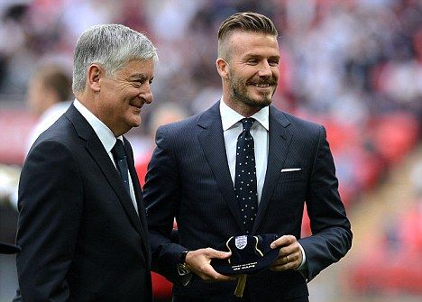 Centurion Beckham picks up UEFA gong at Wembley alongside Charlton and Shilton