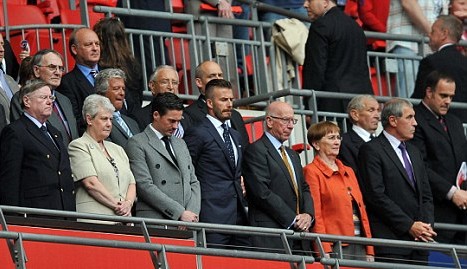 Centurion Beckham picks up UEFA gong at Wembley alongside Charlton and Shilton