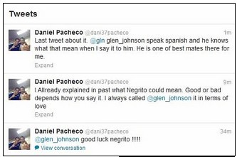 Suarez race row threatens to re-open as Liverpool player calls team-mate Johnson 'negrito' on Twitter