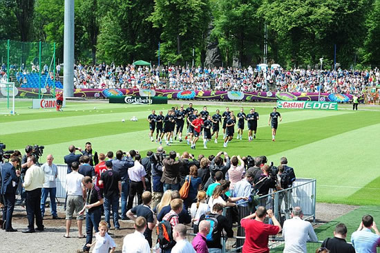 Spot of bother? England open doors to training HQ... but lack of penalty marks could leave fans fearing over Euro 2012 shootouts