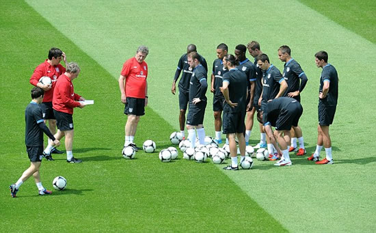 Spot of bother? England open doors to training HQ... but lack of penalty marks could leave fans fearing over Euro 2012 shootouts