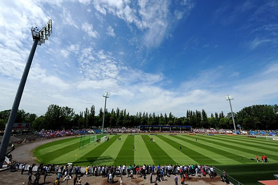 Spot of bother? England open doors to training HQ... but lack of penalty marks could leave fans fearing over Euro 2012 shootouts