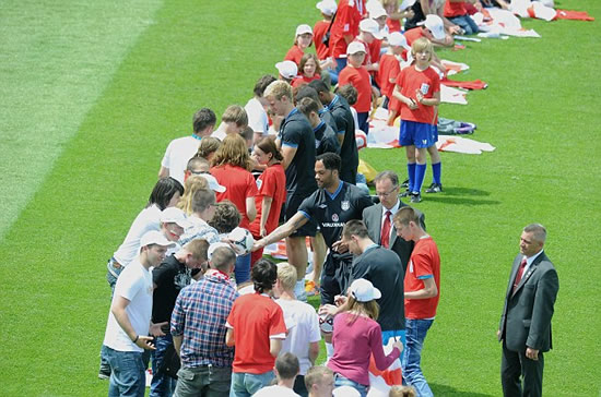 Spot of bother? England open doors to training HQ... but lack of penalty marks could leave fans fearing over Euro 2012 shootouts