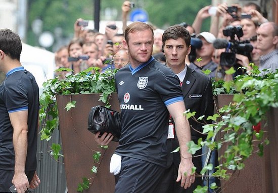 Off they go: The England team bus leaves for training