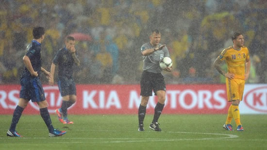 Ukraine 0 France 2: Les Bleus strike twice after lightning and thunderstorms halt clash