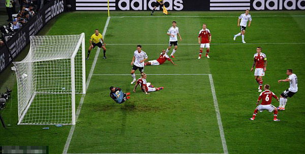 Denmark 1 Germany 2: Danes heading home as ton-up Podolski sets up Greece clash