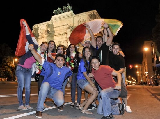 Italy's fans celebrated wildly