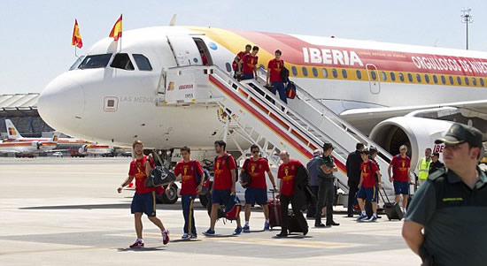 Welcome home! History boys Spain greeted by jubilant fans in Madrid after Euro glory