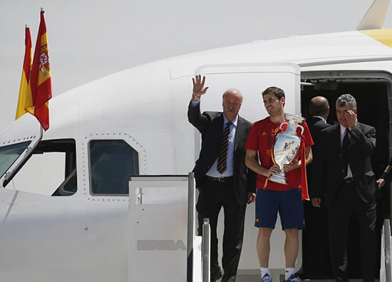 Welcome home! History boys Spain greeted by jubilant fans in Madrid after Euro glory