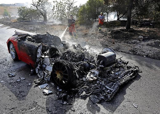 The £200k bonfire ... footballer burns his brand new Ferrari