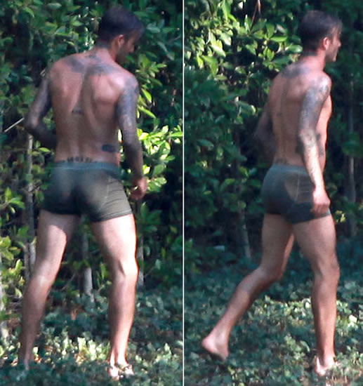 Becks sports khaki kecks for H&M undies shoot in LA