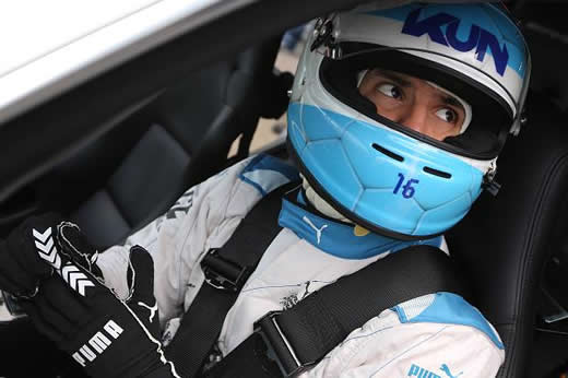 Aguero shows wheel desire! Man City ace takes to the track with F1 star