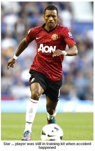 Manchester United winger Nani in road smash with cop car