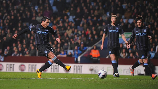 Tevez the hero for City in narrow Villa win