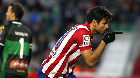 Elche 0 : 2 Atletico de Madrid : Diego Costa just keeps scoring