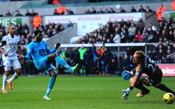 Swansea City 1-3 Tottenham: Adebayor hits top form to send Spurs fifth