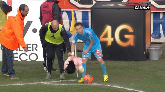 Sochaux fan throws Betty Boop doll at Marseille's Mathieu Valbuena