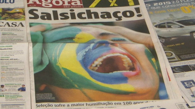 Brazil's loss to Germany in headlines