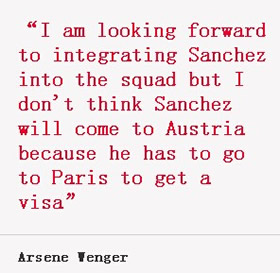 £35m Arsenal signing Alexis Sanchez to miss pre-season due to visa problem