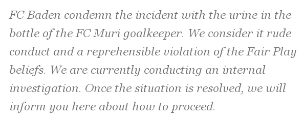 Swiss goalkeeper threatens to sue fans who urinated in his water bottle during match