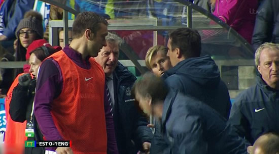 England boss Hodgson denies he was about to sub Rooney before free-kick goal, pictures suggest otherwise