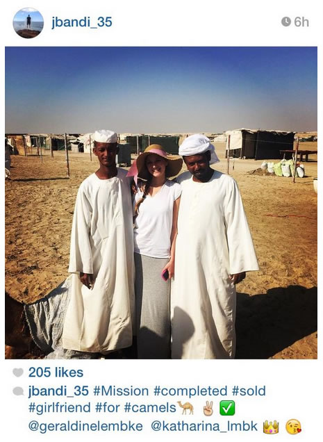 Borussia Dortmund’s Jannik Bandowski sells his girlfriend for camels!