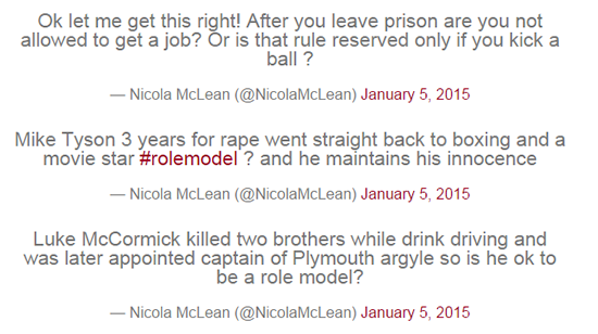 Ched Evans: Nicola McLean defends football rapist in shock Twitter rant