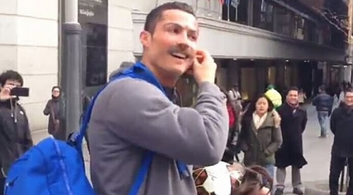 Unsuspecting fan is startled by undercover CR7