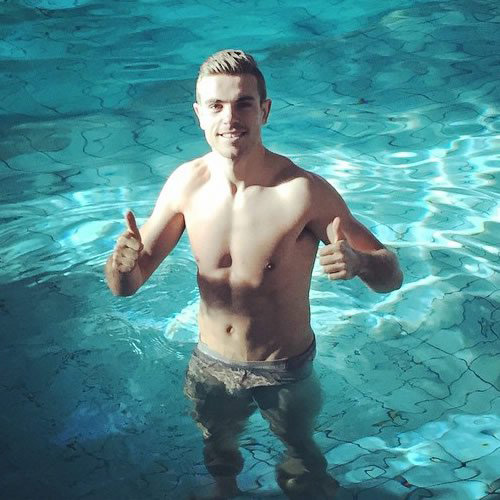 Liverpool defender poses in the pool on recovery day