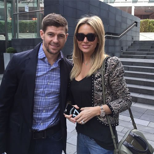 Liverpool captain Steven Gerrard all smiles with his wife