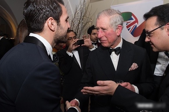 Chelsea’s Cesc Fabregas and his wife met Prince Charles at the British Asian Trust Dinner