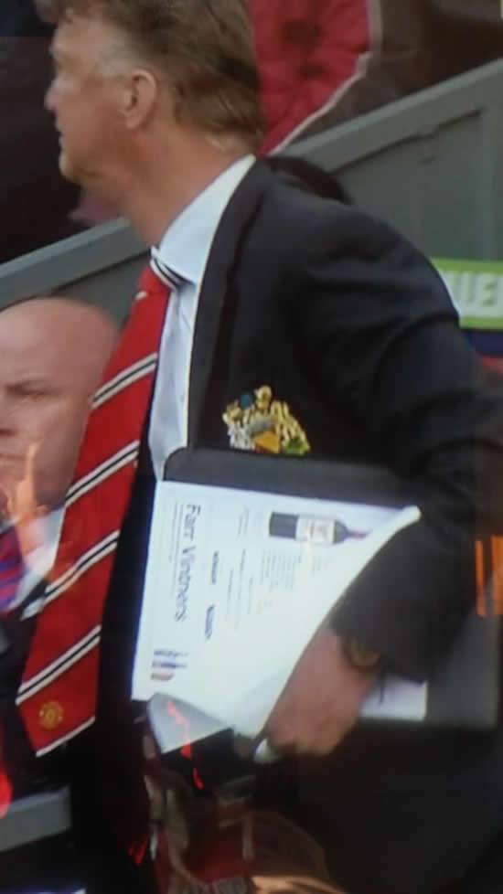 Louis van Gaal spotted with a picture of wine in his tactics folder at Crystal Palace