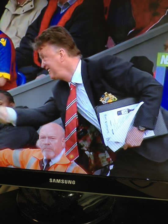 Louis van Gaal spotted with a picture of wine in his tactics folder at Crystal Palace