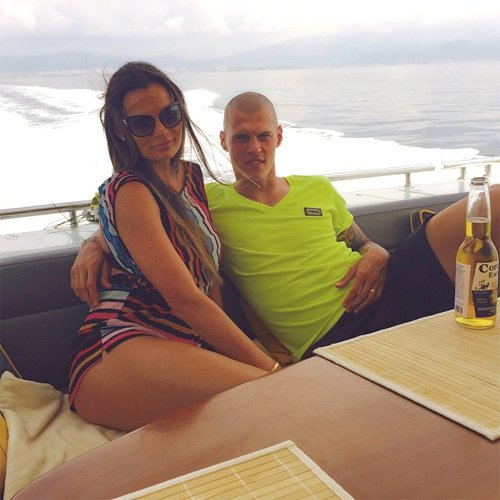 Liverpool star joins his wife on a yacht after Slovakia heroics