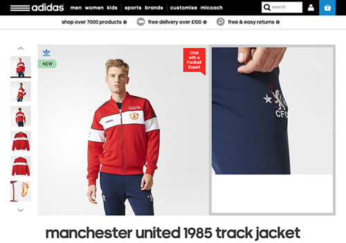 Adidas accidentally advertise Manchester United tracksuit top... with Chelsea bottoms