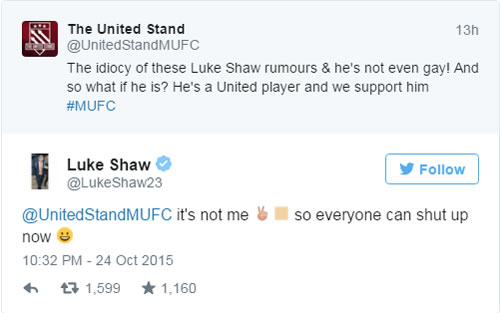 Manchester United's Luke Shaw denies he is gay after newspaper claims