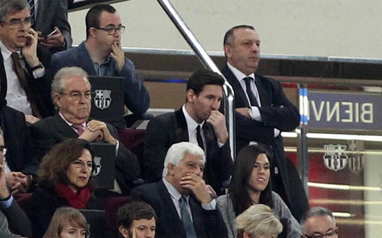 Like A Boss: Leo Messi oozed class watching Barca – Eibar in slick black suit