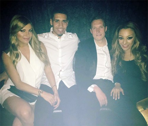 Chris Smalling poses with Man Utd star at girlfriend’s 30th celebrations