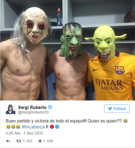 Barcelona players dressed up for Halloween after win at Getafe